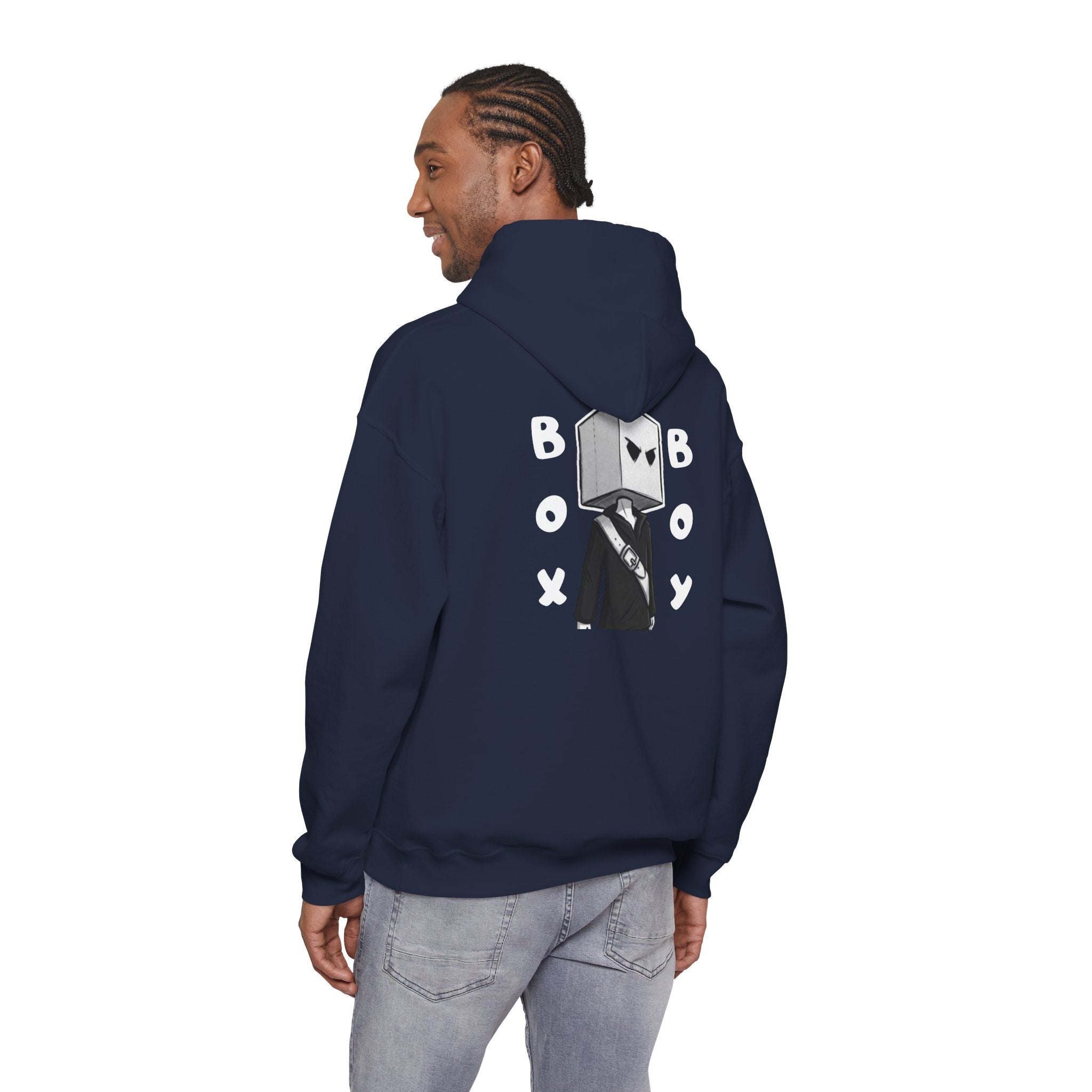 Box Boy - Navy - Unisex Heavy Blend™ Hooded Sweatshirt
