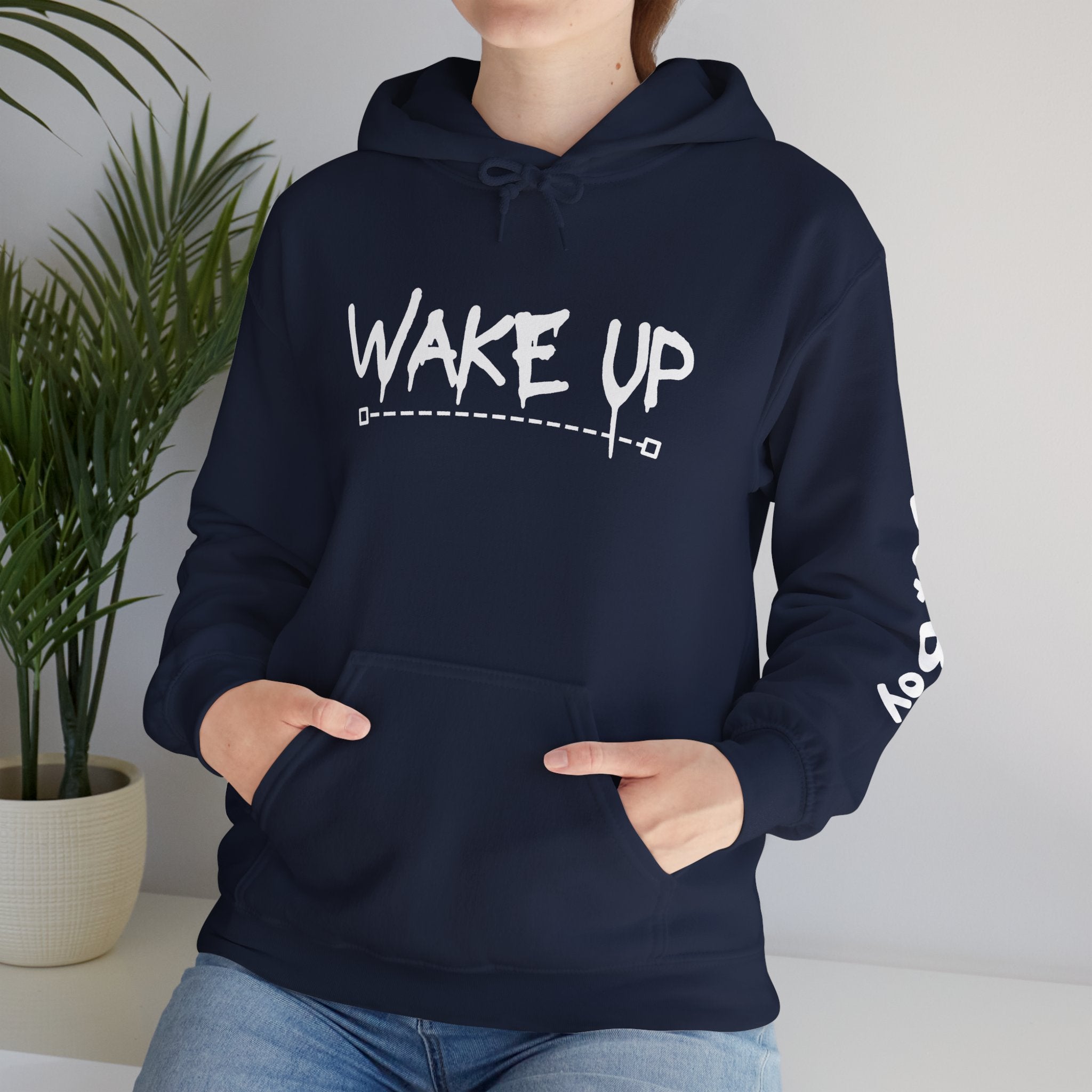 Wake Up - NAVY - Unisex Heavy Blend™ Hooded Sweatshirt